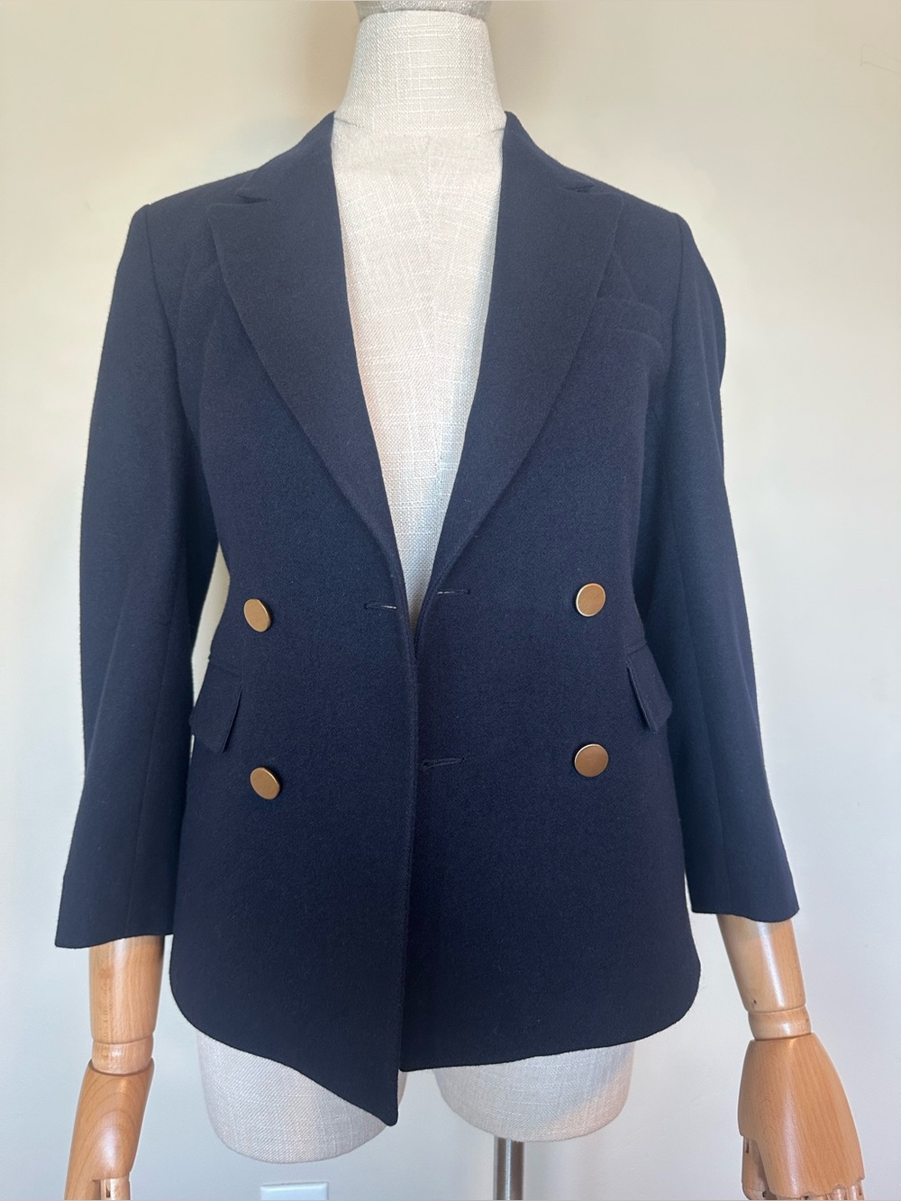 Vintage John Weitz Women’s Double-Breasted Navy Blazer Jacket